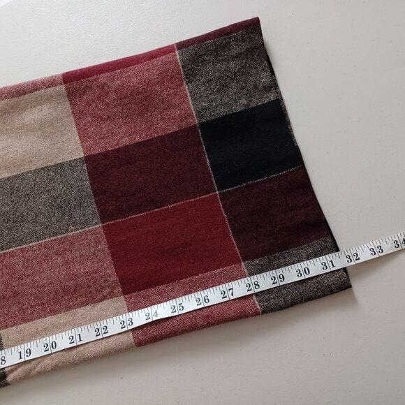 Yihua Burgundy Plaid Wool Blend Wide Leg Vintage Trousers - Picture 13 of 16